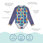 UV Protective Long Sleeve Swimsuit Multi Check
